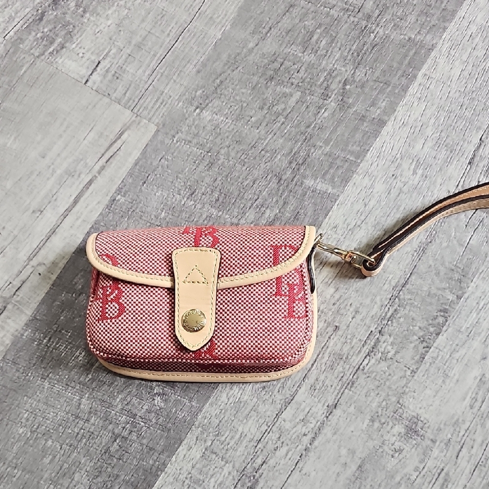 Pink and Cream Clutch with Wristlet and Flap Closure